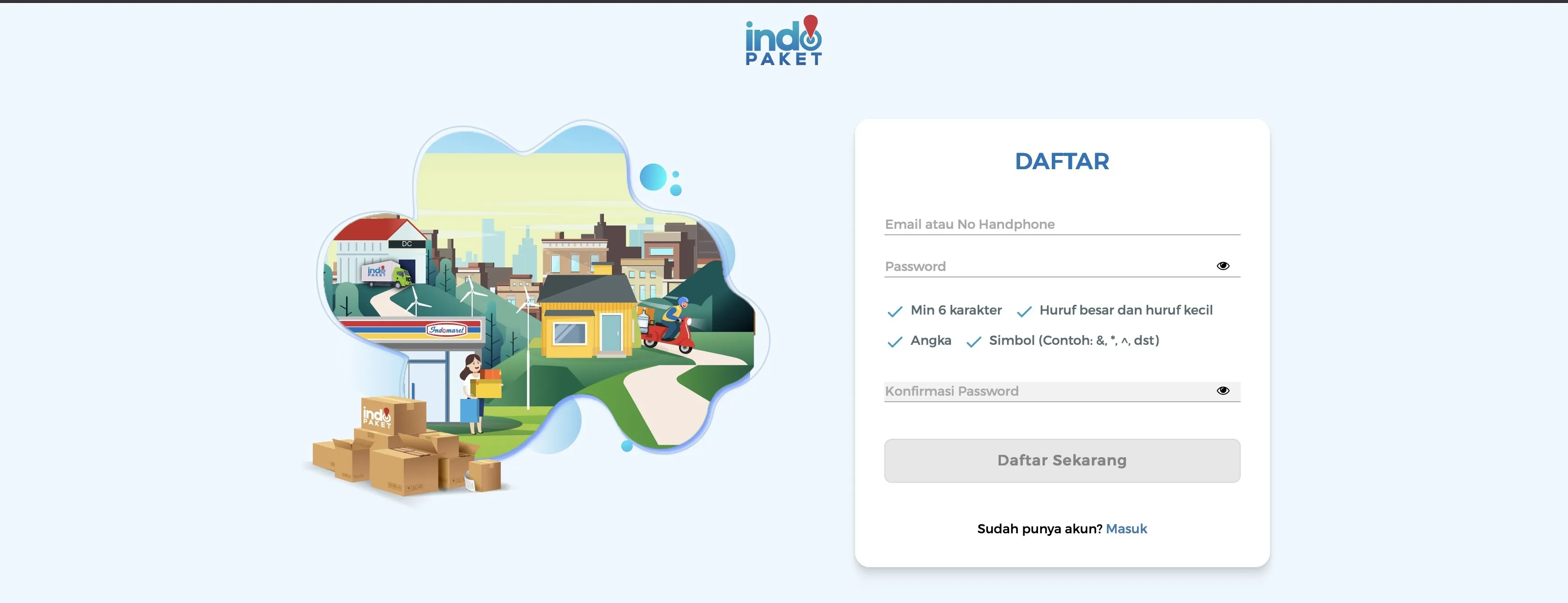 New Daftar page as a standalone, focused registration flow